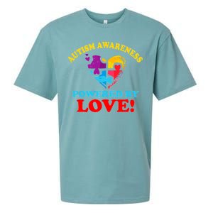 Autism Awareness Powered By Love Puzzle Heart Sueded Cloud Jersey T-Shirt