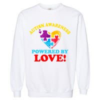 Autism Awareness Powered By Love Puzzle Heart Garment-Dyed Sweatshirt