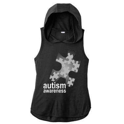 Autism Awareness Puzzle Ladies PosiCharge Tri-Blend Wicking Draft Hoodie Tank