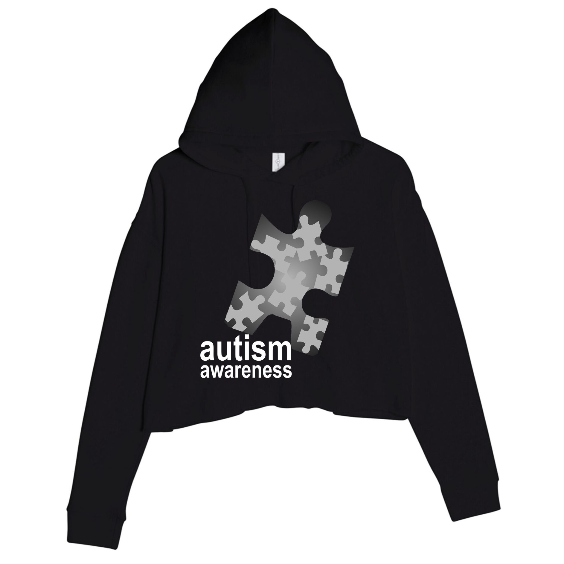Autism Awareness Puzzle Crop Fleece Hoodie