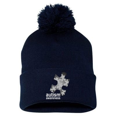 Autism Awareness Puzzle Pom Pom 12in Knit Beanie