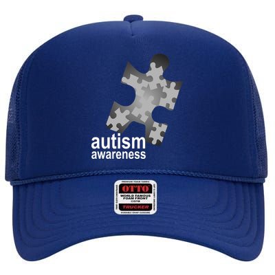 Autism Awareness Puzzle High Crown Mesh Back Trucker Hat