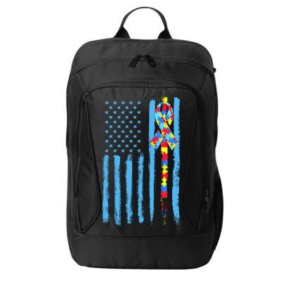 Autism Awareness Puzzle American Flag City Backpack