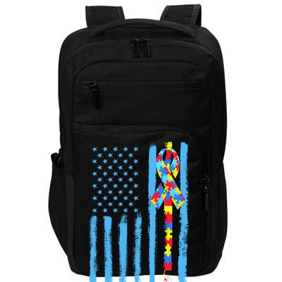 Autism Awareness Puzzle American Flag Impact Tech Backpack