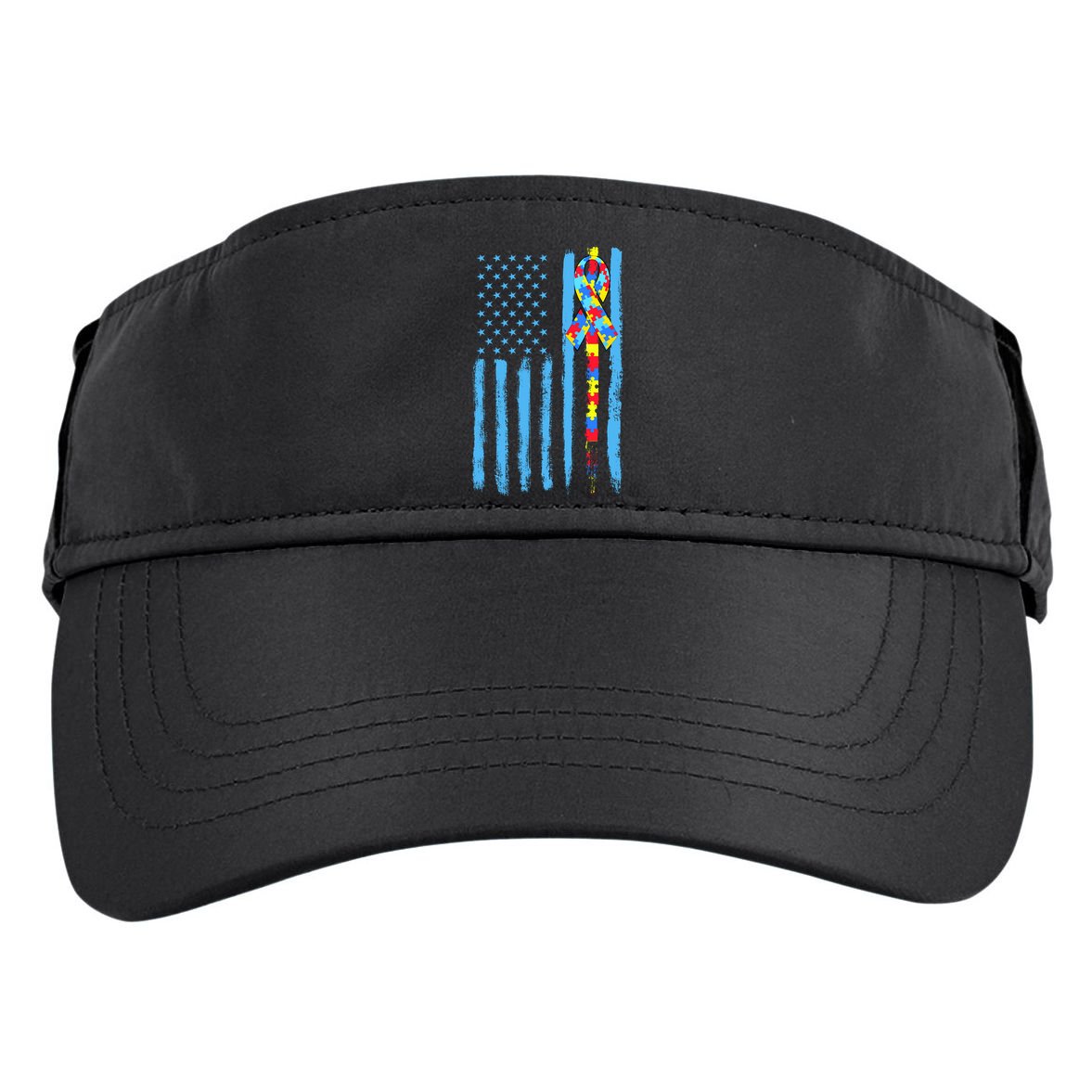 Autism Awareness Puzzle American Flag Adult Drive Performance Visor