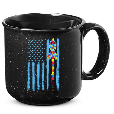 Autism Awareness Puzzle American Flag 15oz Campfire Ceramic Mug
