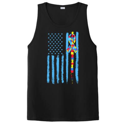 Autism Awareness Puzzle American Flag PosiCharge Competitor Tank