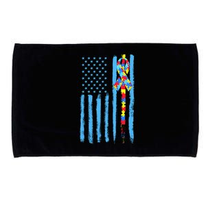 Autism Awareness Puzzle American Flag Microfiber Hand Towel