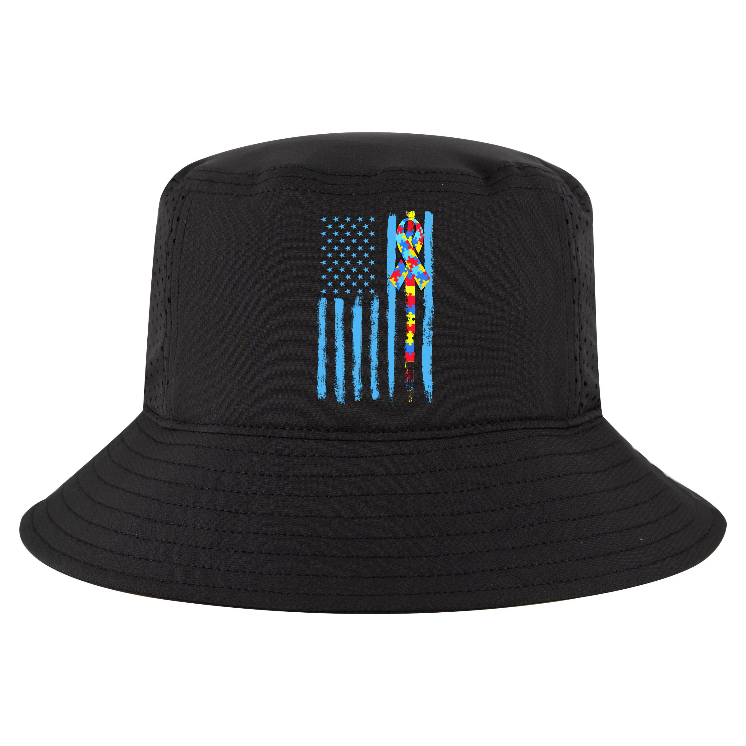 Autism Awareness Puzzle American Flag Cool Comfort Performance Bucket Hat