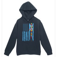 Autism Awareness Puzzle American Flag Urban Pullover Hoodie