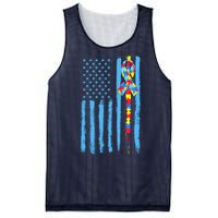 Autism Awareness Puzzle American Flag Mesh Reversible Basketball Jersey Tank