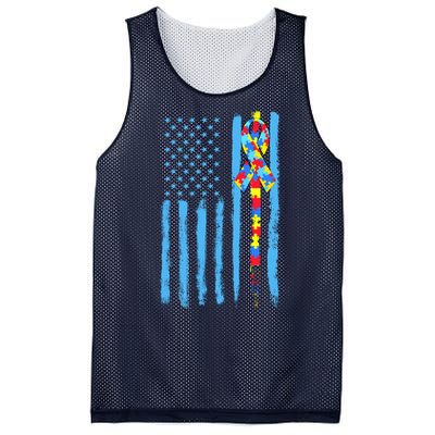 Autism Awareness Puzzle American Flag Mesh Reversible Basketball Jersey Tank