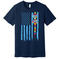 Autism Awareness Puzzle American Flag Premium T-Shirt