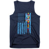 Autism Awareness Puzzle American Flag Tank Top