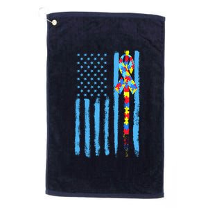 Autism Awareness Puzzle American Flag Platinum Collection Golf Towel