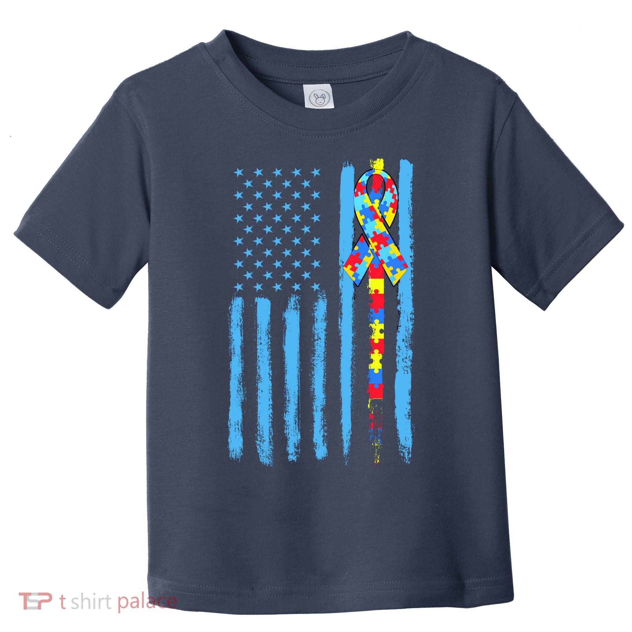 Autism Awareness Puzzle American Flag Toddler T-Shirt