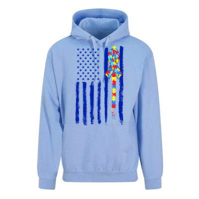 Autism Awareness Puzzle American Flag Unisex Surf Hoodie