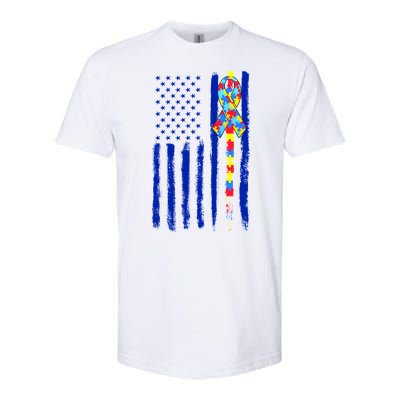 Autism Awareness Puzzle American Flag Softstyle CVC T-Shirt