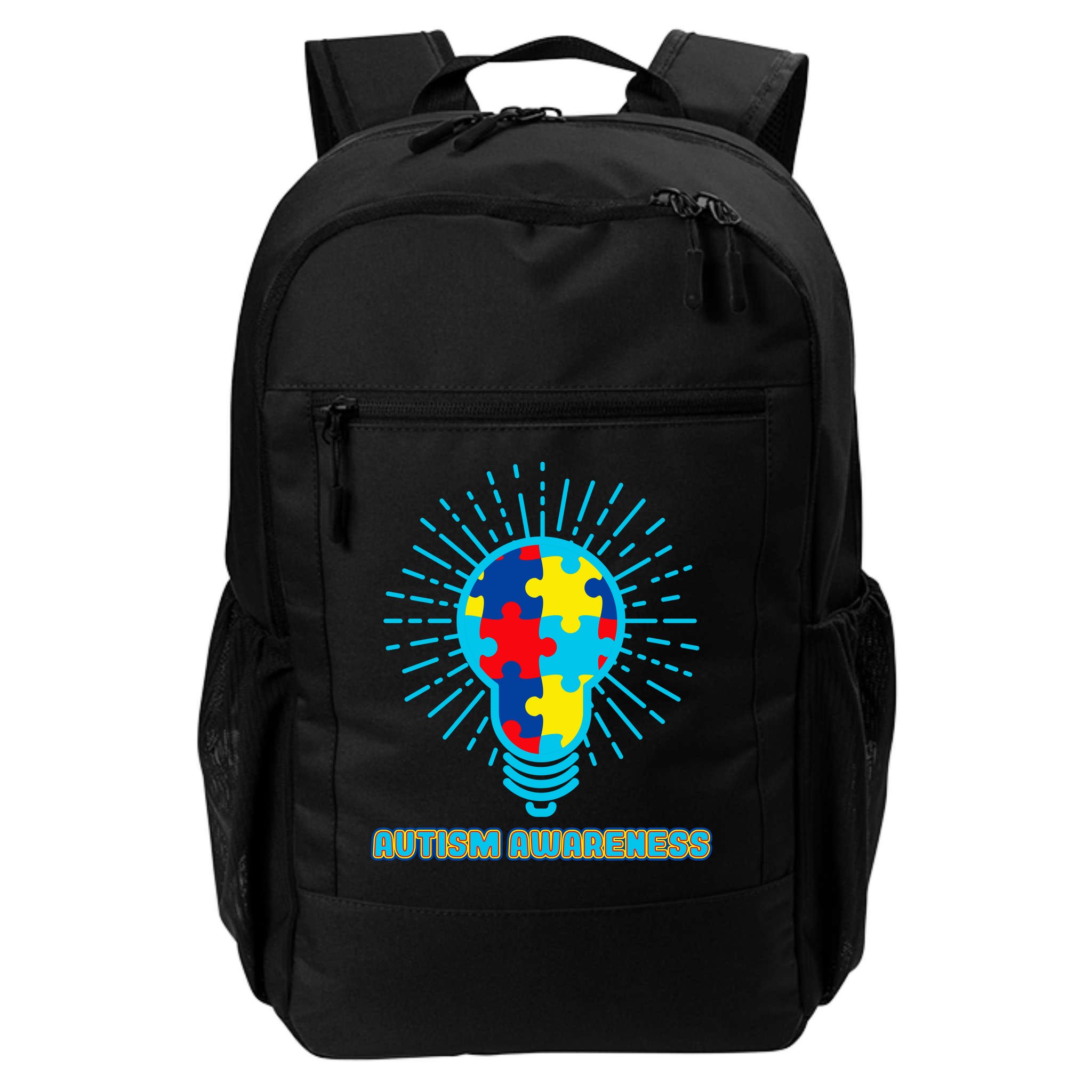 Autism Awareness Puzzle Light Bulb Backpack