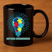 Autism Awareness Puzzle Light Bulb 11oz C Handle Ceramic Mug