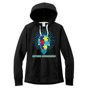 Autism Awareness Puzzle Light Bulb Women's Fleece Hoodie