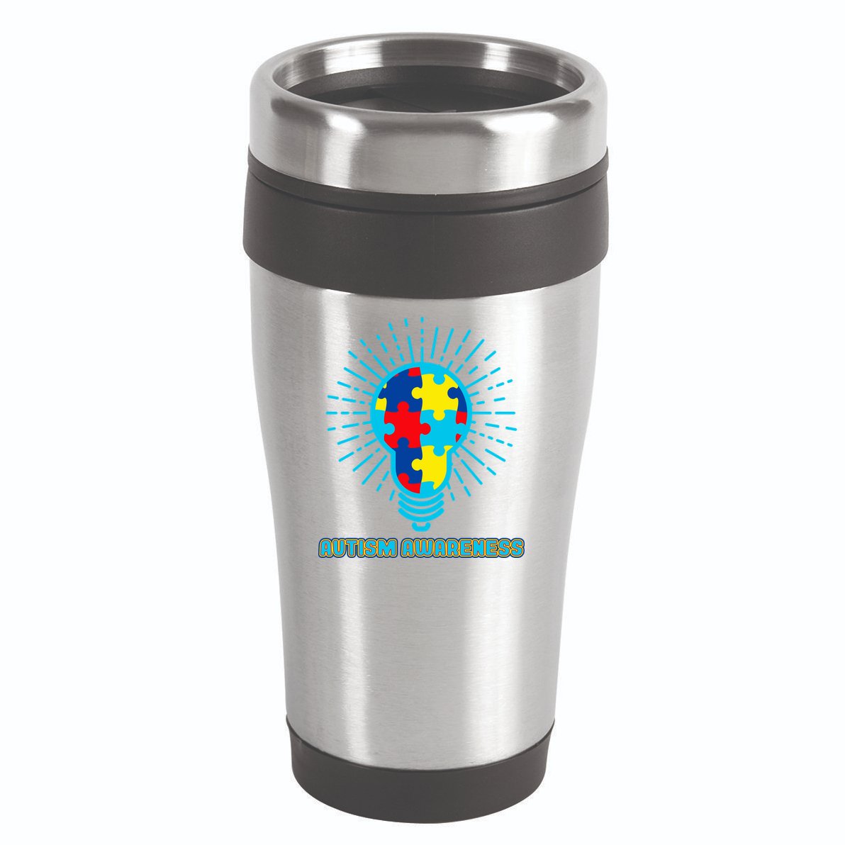 Autism Awareness Puzzle Light Bulb 16oz Travel Tumbler