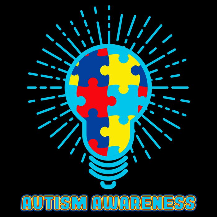 Autism Awareness Puzzle Light Bulb Cropped Pullover Crew