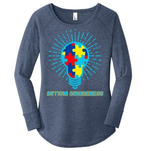 Autism Awareness Puzzle Light Bulb Women's Perfect Tri Tunic Long Sleeve Shirt