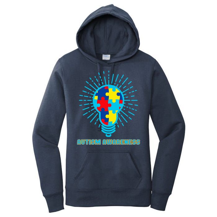 Autism Awareness Puzzle Light Bulb Women's Pullover Hoodie