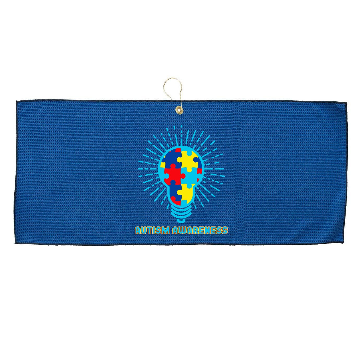 Autism Awareness Puzzle Light Bulb Large Microfiber Waffle Golf Towel