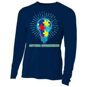 Autism Awareness Puzzle Light Bulb Cooling Performance Long Sleeve Crew