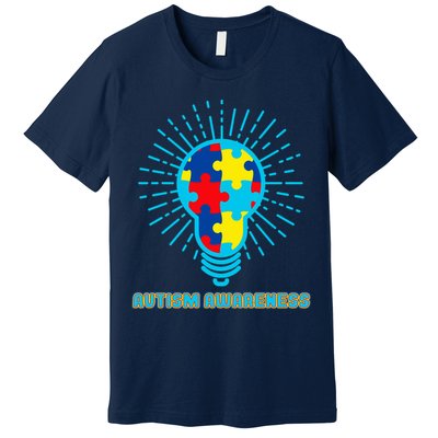 Autism Awareness Puzzle Light Bulb Premium T-Shirt