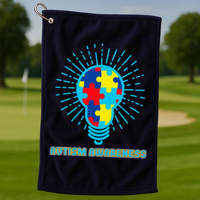 Autism Awareness Puzzle Light Bulb Golf Towel