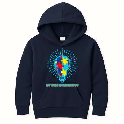 Autism Awareness Puzzle Light Bulb Kids Hoodie