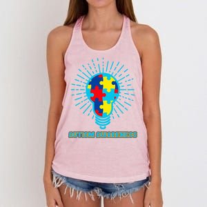 Autism Awareness Puzzle Light Bulb Women's Knotted Racerback Tank