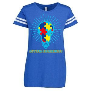 Autism Awareness Puzzle Light Bulb Enza Ladies Jersey Football T-Shirt