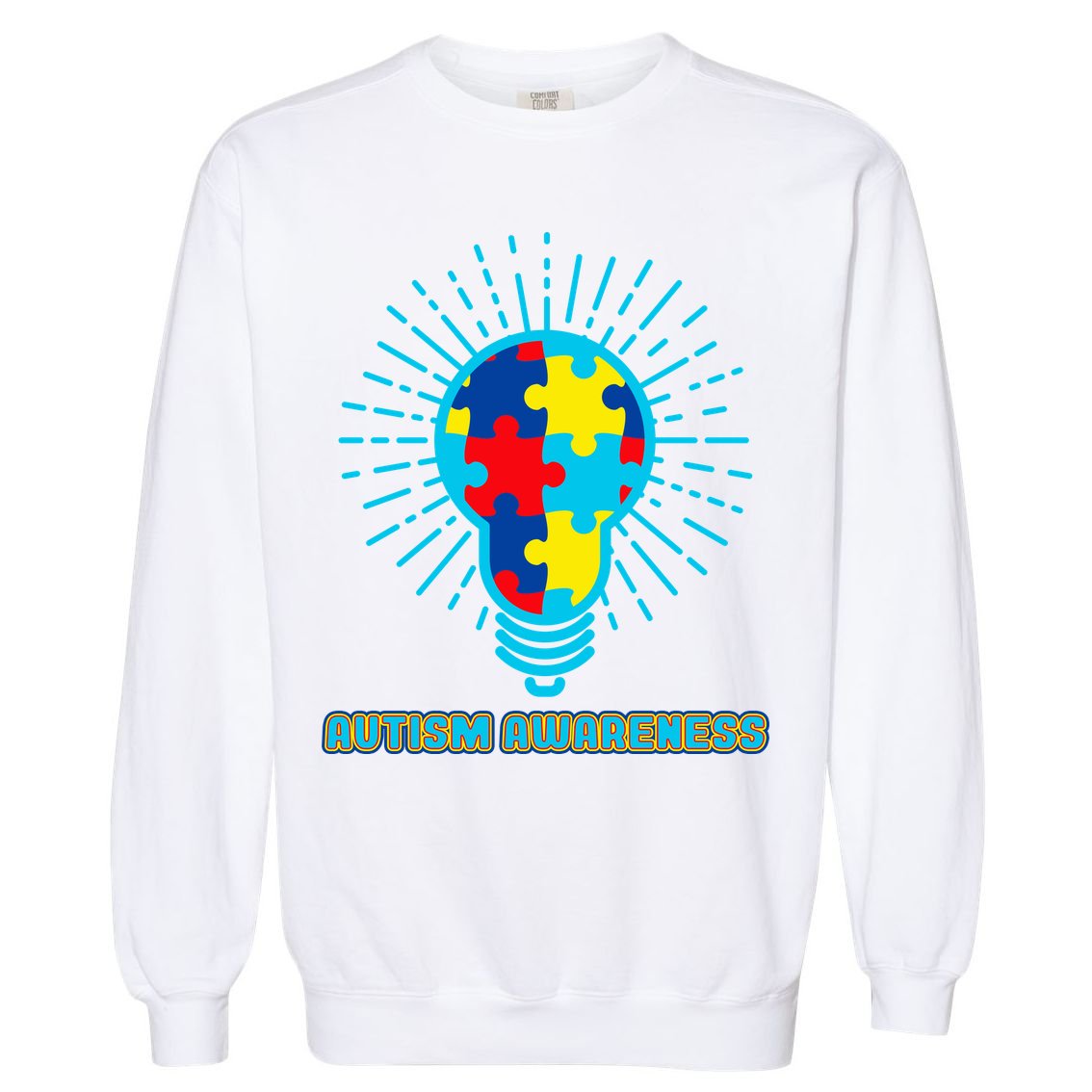 Autism Awareness Puzzle Light Bulb Garment-Dyed Sweatshirt