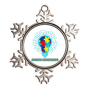 Autism Awareness Puzzle Light Bulb Metallic Star Ornament