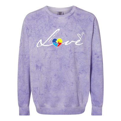 Autism Awareness Puzzle Piece Heart Colorblast Crewneck Sweatshirt