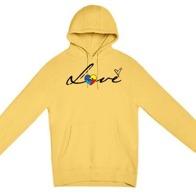 Autism Awareness Puzzle Piece Heart Premium Pullover Hoodie