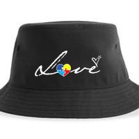 Autism Awareness Puzzle Piece Heart Sustainable Bucket Hat