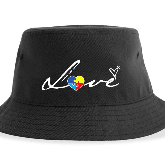 Autism Awareness Puzzle Piece Heart Sustainable Bucket Hat