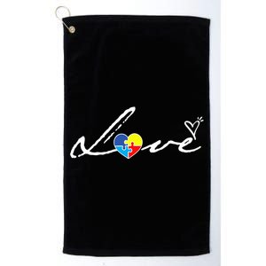 Autism Awareness Puzzle Piece Heart Platinum Collection Golf Towel