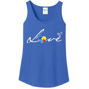 Autism Awareness Puzzle Piece Heart Ladies Essential Tank