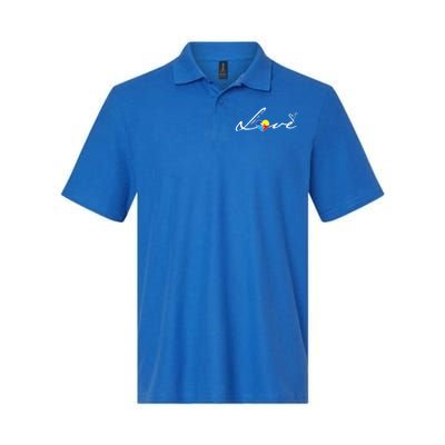 Autism Awareness Puzzle Piece Heart Softstyle Adult Sport Polo