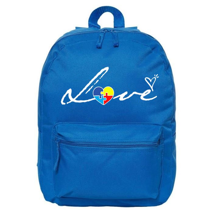 Autism Awareness Puzzle Piece Heart 16 in Basic Backpack