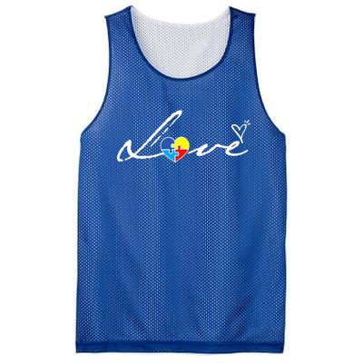 Autism Awareness Puzzle Piece Heart Mesh Reversible Basketball Jersey Tank