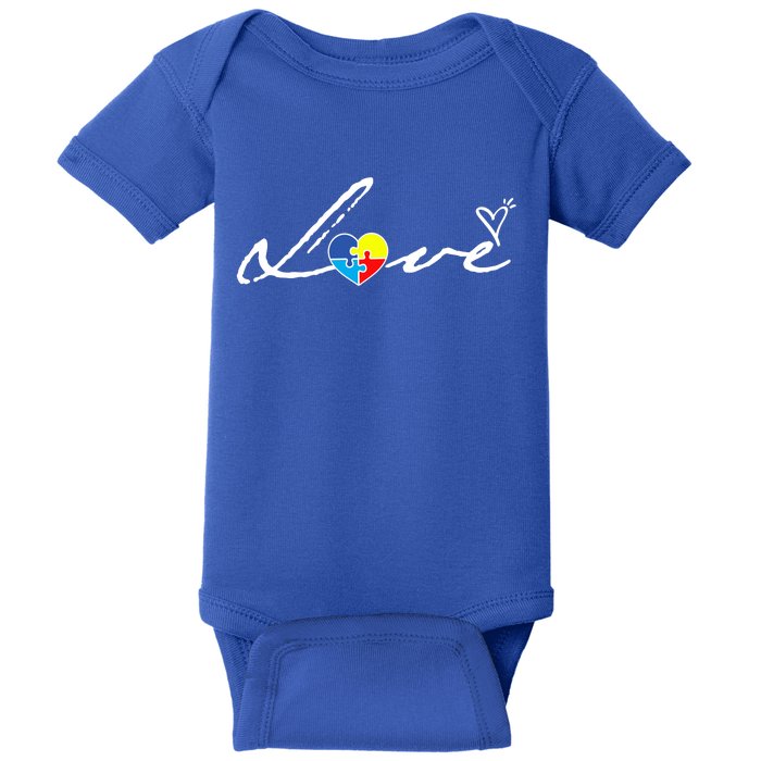 Autism Awareness Puzzle Piece Heart Baby Bodysuit