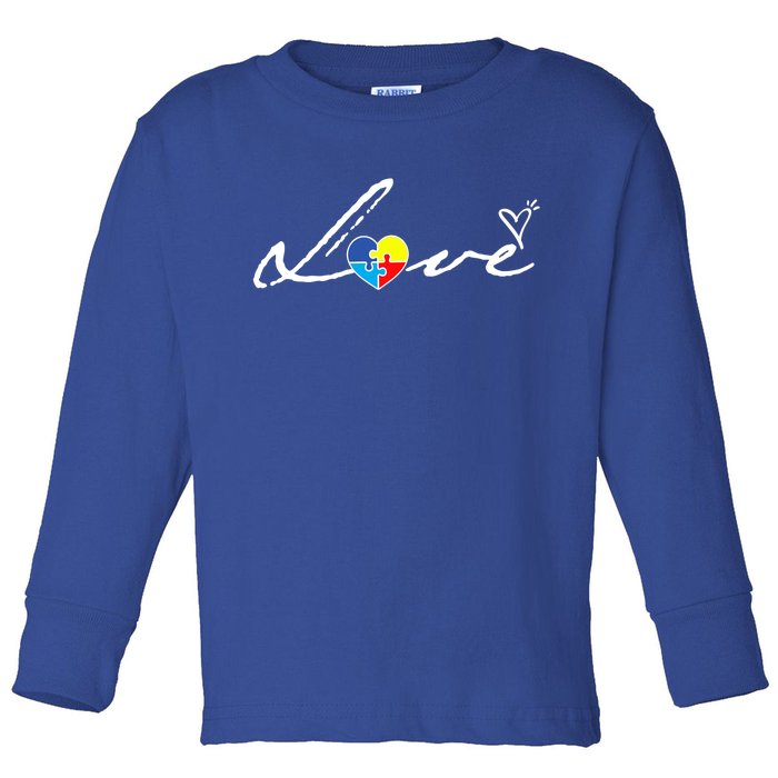 Autism Awareness Puzzle Piece Heart Toddler Long Sleeve Shirt