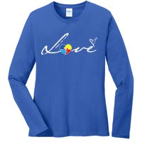 Autism Awareness Puzzle Piece Heart Ladies Long Sleeve Shirt